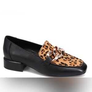 Vivandy by Django and Juliette Leopard Print Black Loafers